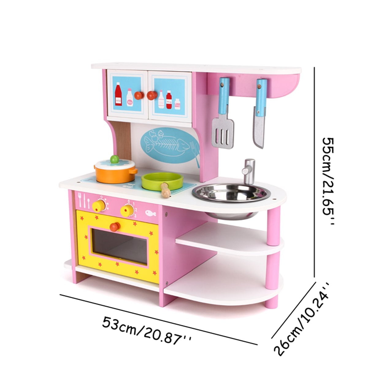 Large Kids Home Kitchen Playset Toy Pretend Play Kitchen Cooking with Play Kitchen Accessories