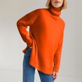 thumbnail image 6 of Women's Turtleneck Tunic Sweater, Womens Fall Sweaters, Long Sleeve Side Slit Casual Pullover Top, 6 of 7