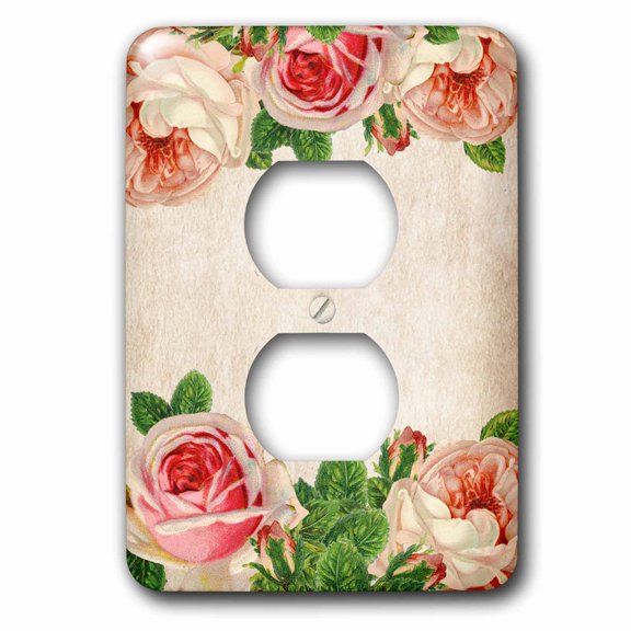 3dRose, Vintage Roses Floral, 2 plug outlet cover