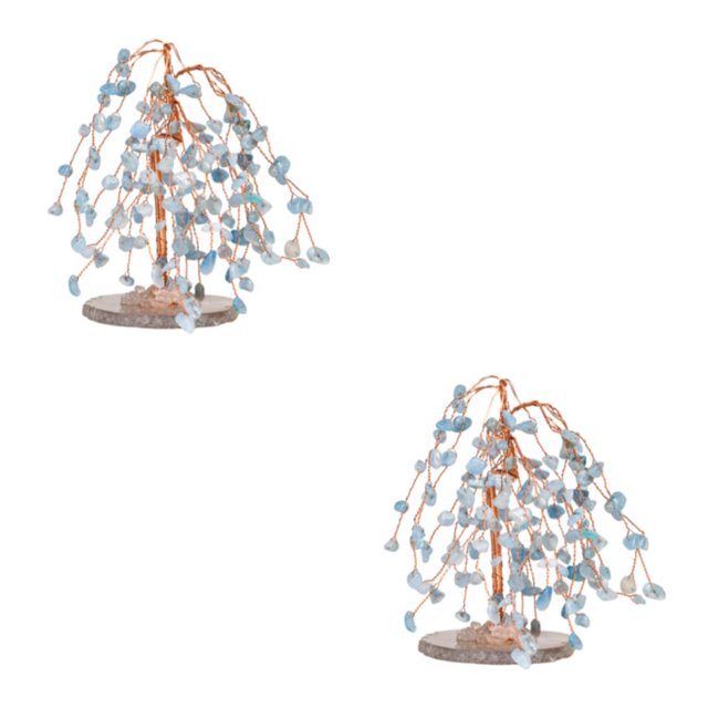 Decodeary Exquisite Tree Decoration - Good Wishes And Meaningful Home Or Office Ornament Safe Tree Desktop Blue 2Set