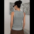 thumbnail image 4 of Suéter de Punto de Verano para Mujer, Camiseta Sin Mangas con Cuello Redondo de Crochet, Blusa Informal Sin Mangas con Aberturas Gris M, 4 of 9