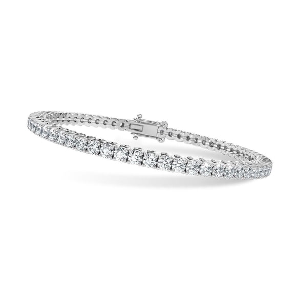 18k White Gold Plated Tennis Bracelet With Simulated Diamond Crystals for Women