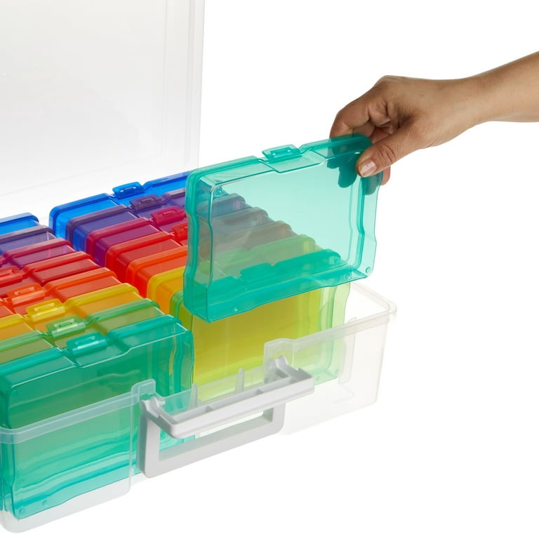 Jigitz Plastic Photo Storage Box with Dividers - Clear 4x6 Photo