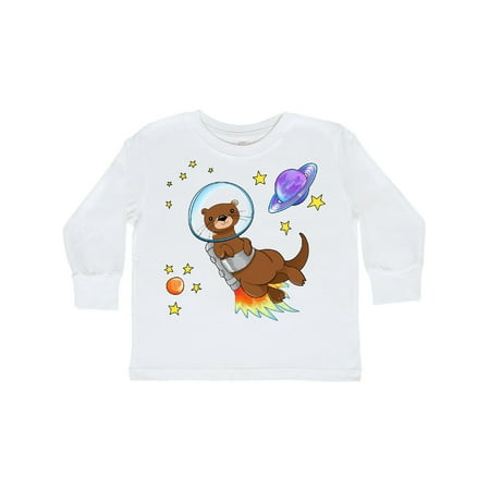 

Inktastic Otter Space cute otter with rocket pack Gift Toddler Boy or Toddler Girl Long Sleeve T-Shirt
