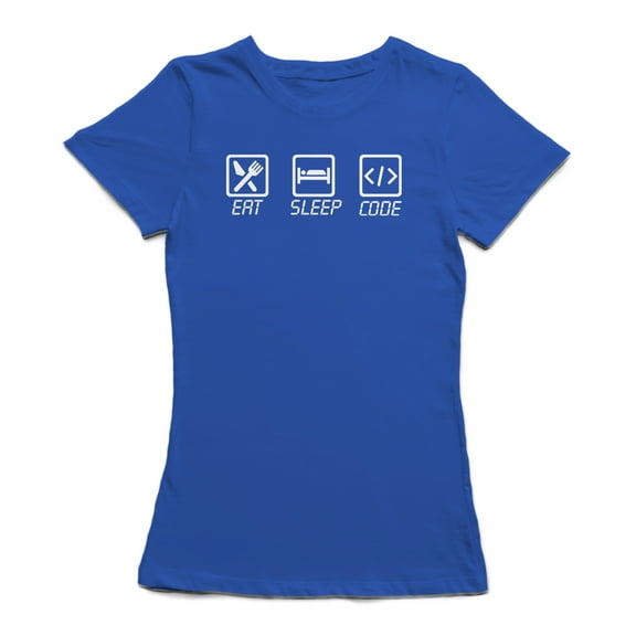 Needful Things: Eat, Sleep, Code, Programmation Women Royal Blue T-Shirt, Female Small
