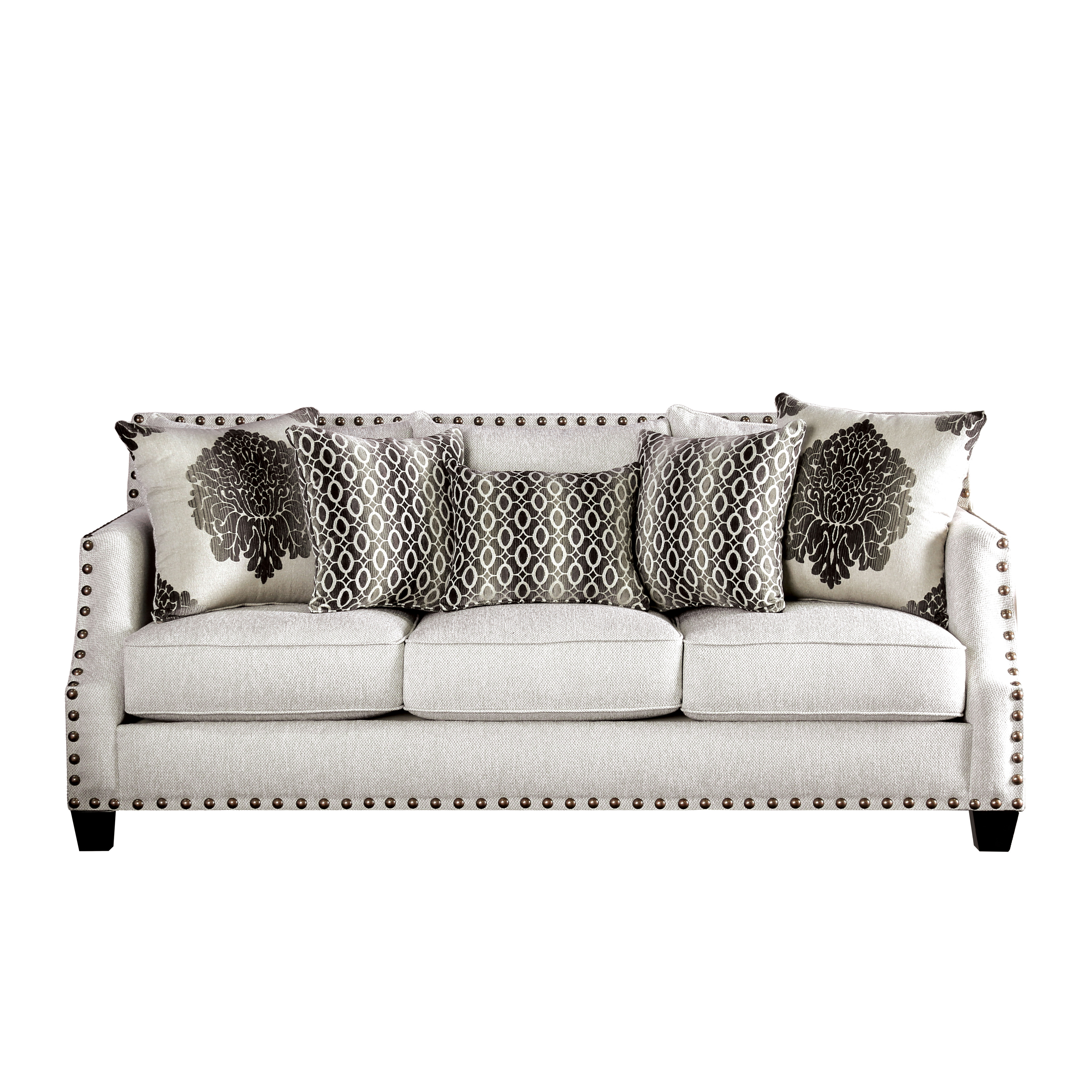 Furniture of America Langston Contemporary Chenille Nailhead Sofa
