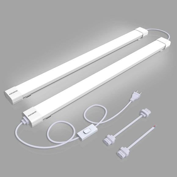 Utility LED Shop Light Fixture 4FT 5000K 36W 3600LM Linkable Waterproof Closet Under Cabinet Ceiling LED Tube Light for Garage Kitchen Bathroom Workbench Office (2 Pack)