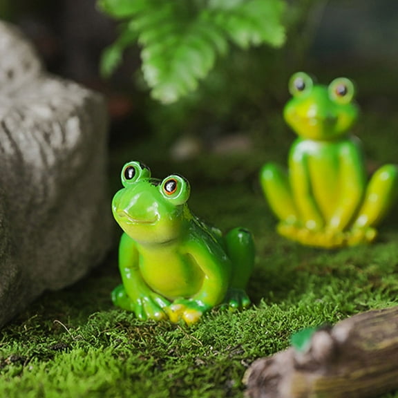 Niceauty Garden Frog Statue Resin Light Green Jumping for Outdoor Garden 2Pcs