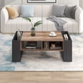 thumbnail image 3 of table Basse à grain de Bois avec un Tiroir Sans Poignée, double Espace de Rangement, Compartiments de Rangement des Deux Côtés, table de Salon pour sofa, anthracite, 3 of 13