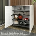 thumbnail image 5 of Decksplore 34”x15”x34” White Diamond-Shaped Outdoor Storage Cabinet with 3 Shelves– Slim Modern Shed for Balcony, Patio & Apartment Entrances – Space-Saving Design for Urban Homes, 5 of 9