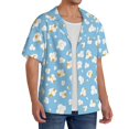 thumbnail image 2 of Balery Blue Popcorn Camisa Casual de Manga Corta con Botones para Hombre, Texturizada, Estilo Cubano, para Playa, Verano-3X-Large, 2 of 5