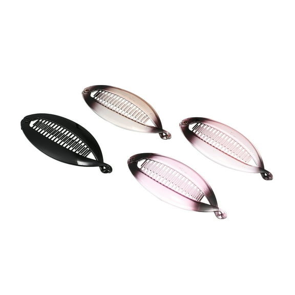 Vocoste Interlocking Ponytail Banana Clip Hair Accessories Purple Pink Black Brown 4 Pcs