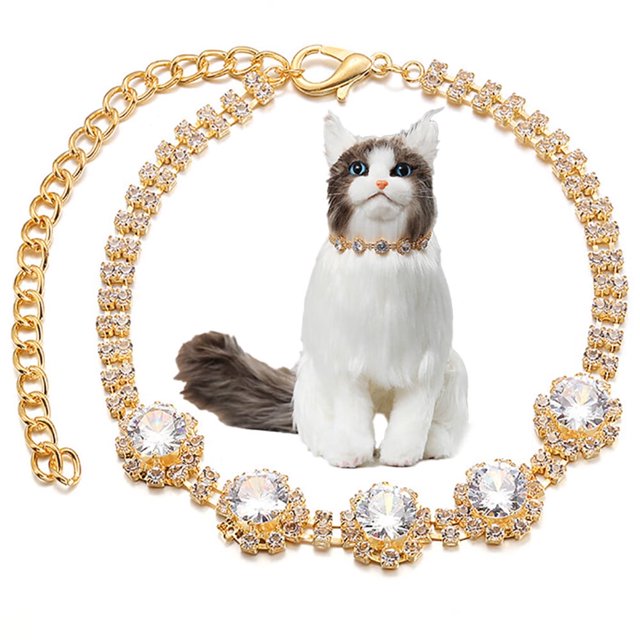 2 pcs Dog Pearls Necklace Jewelry for Small Dogs Puppy Bling Rhinestones Cat Wedding Collar