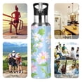 thumbnail image 7 of Yayeee 20oz Insulated Water Bottle Double Wall Stainless Steel with Flip Straw Lid, Blue Floral, 7 of 7