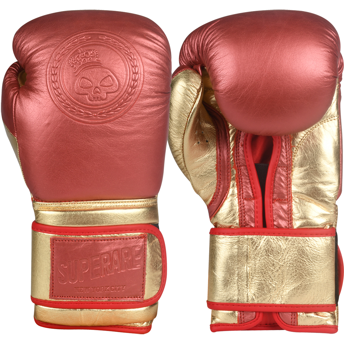 Superare MK1 Hook and Loop Training Boxing Gloves 16 oz. Red/Gold