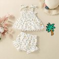 thumbnail image 2 of KPOPLK Toddler Girl Outfits Baby Girl Summer Clothes Sleeveless Ruffle Dress Tops and Shorts Clothing Sets 12M-4Y(6-12 Months,Yellow), 2 of 8