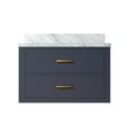 thumbnail image 3 of Castor 30 in W Blue Single Bath Vanity and Carrara Marble Top, 3 of 11