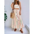 thumbnail image 5 of Women'S Color Block Skirt Elastic Waist Bohemian Patchwork Midi Skirt Casual Summer Maxi M, 5 of 9