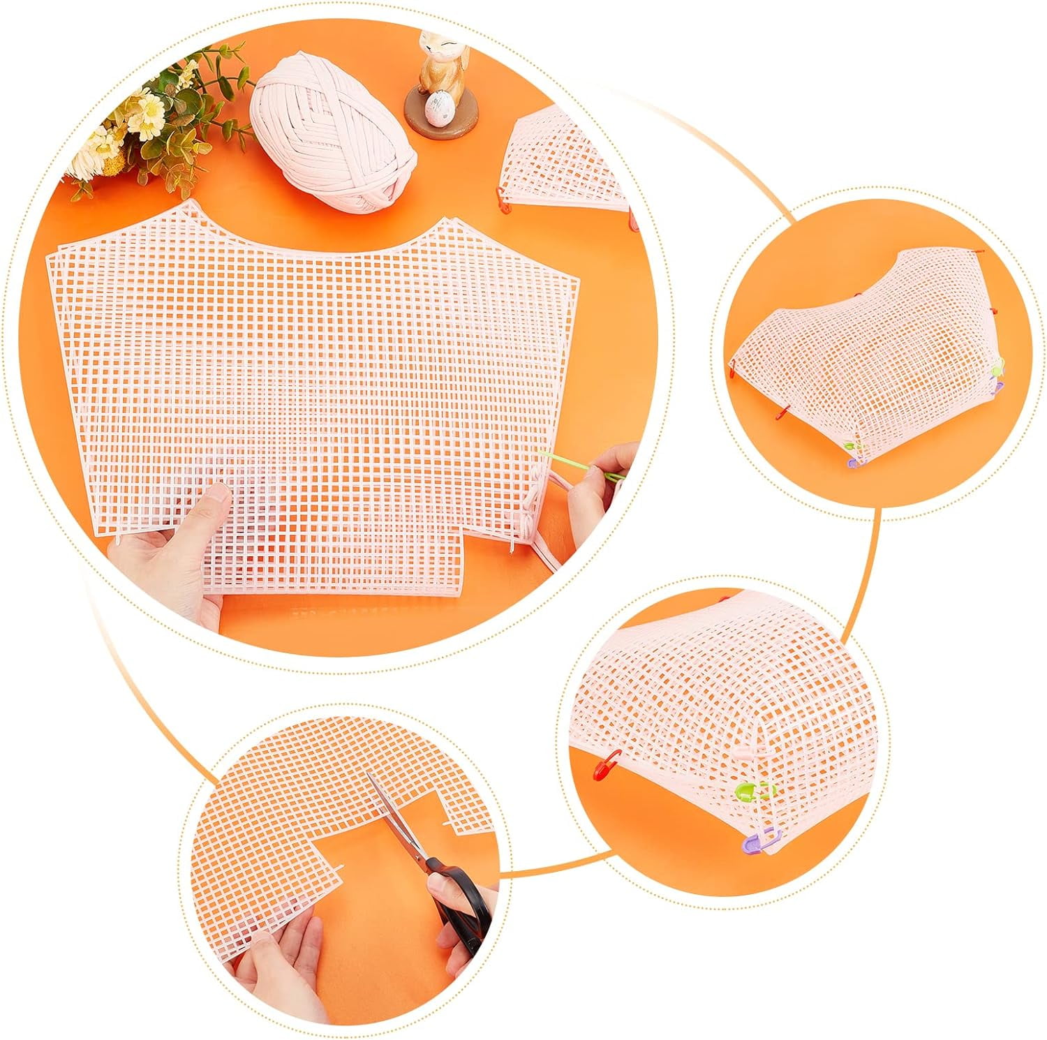 6 Sets Clear Mesh Plastic Canvas Sheets for Embroidery Blank Needlepoint Canvas Sheets for Crochet Bag Making DIY Purse Stitch Kits for Acrylic Yarn Knit Crochet Projects 20.1x12.6 Inch
