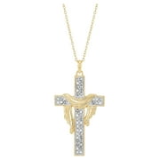 Brilliance Fine Jewelry Crystals Cross Pendant in Sterling Silver and 18K Gold Plate,18"