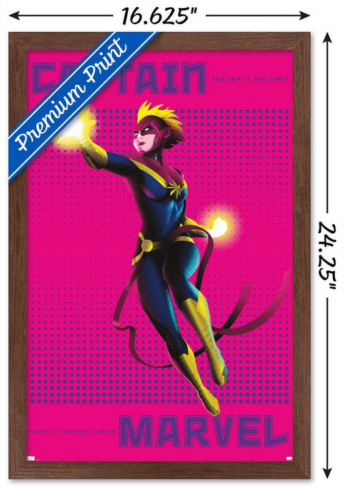 Marvel Shape of a Hero - Captain Marvel Wall Poster, 14.725" x 22.375", Framed