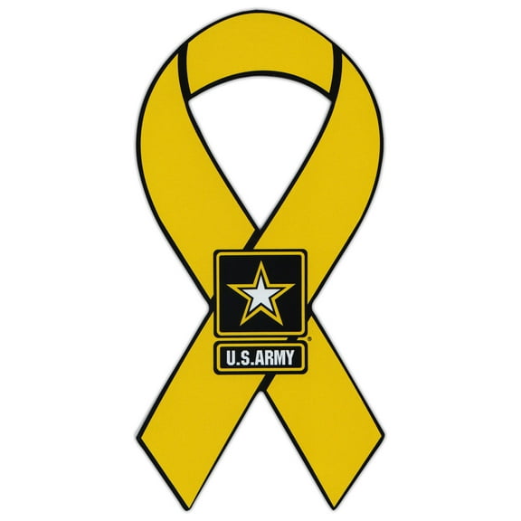 Ribbon Shaped Magnet - US Army Yellow Ribbon Military Magnet - Cars, Trucks, SUVs, Refrigerators