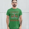 thumbnail image 3 of Tee Hunt Ugly Sweater Santa Claus T-Shirt Let it Snow Christmas Jingle Bells Men's Tee, Green, 4X-Large, 3 of 5