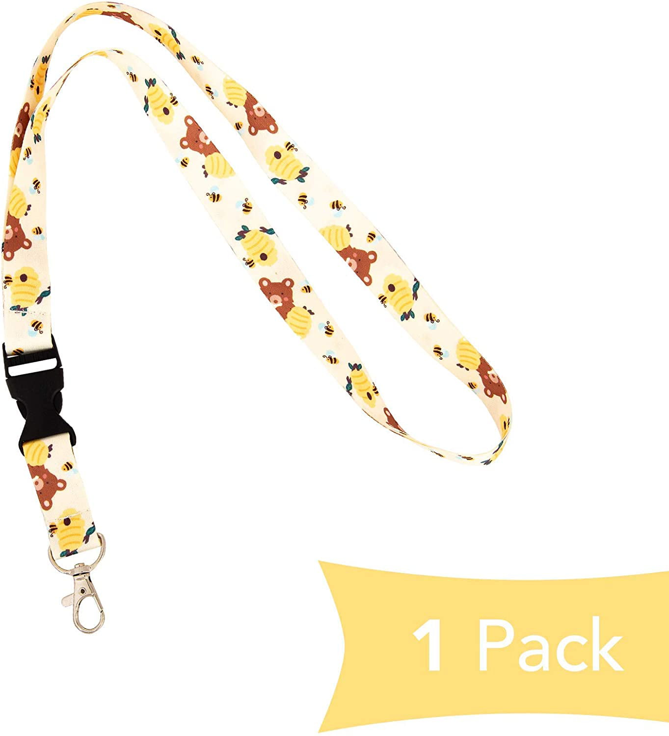 Accessories Keychains & Lanyards Lanyards & Badge Holders 40" Lanyard Yellow Honey bumble Bee ribbon ID badge holder safety breakaway fastener and swivel lobster clasp Beekeeper gift Manchester Bee 
