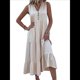 thumbnail image 3 of Vestido Informal para Mujer, Sin Mangas, Cuello en V, Botones, para Playa, con Volantes Escalonados, Falda , Vestidos Midi. Albaricoque S, 3 of 10