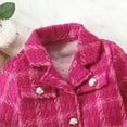 thumbnail image 5 of Mercatoo Toddler Girl Plaid Long Sleeve Jacket Tops Thickened Suit Skirt + Hat 3Pcs Set Fall Winter Kids Girls Outfit Clothes, 5 of 9