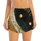 thumbnail image 2 of Balery Abstract Gold Floral Galaxy Pantalones cortos deportivos para mujer con forro y dos bolsillos, elásticos, para entrenamiento, gimnasio, yoga-Large, 2 of 7