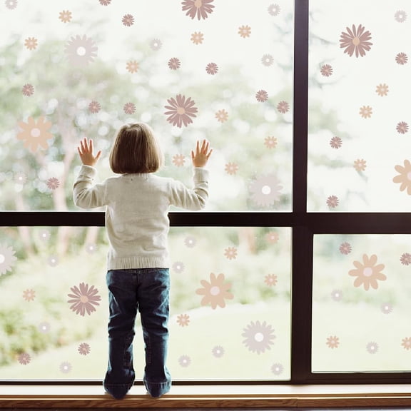 162 Pieces Boho Daisy Wall Decal Bohemia Flowers Wall Sticker Floral Vinyl Decor