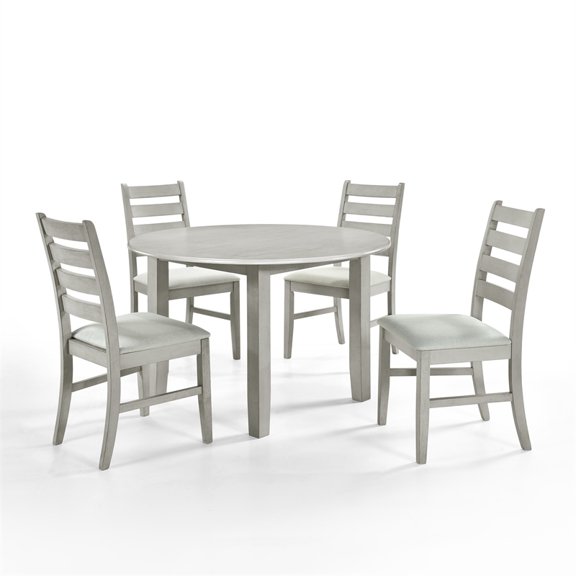 New Classic Pascal 47" 5-Piece Round Wood Dining Set with 4 Chairs in Driftwood