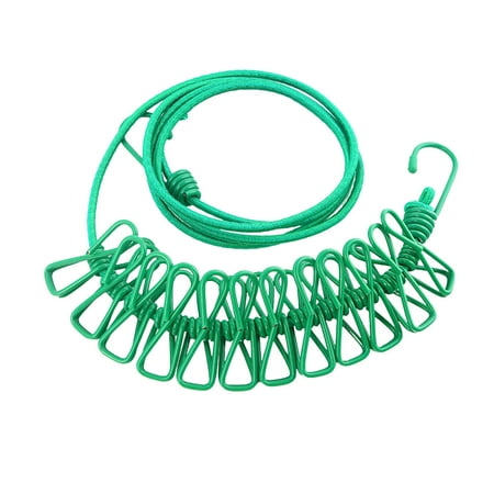 

Organization and Storage Portable Travel Clothesline Clothes Line Uutdoors with 12pcs Clothespins Travel Gadgets for Indoor Laundry Drying line Outdoor Camping Accessories(Green)
