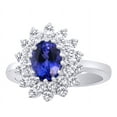 thumbnail image 2 of AFFY (2.24ct) Simulated Blue Tanzanite & White Diamond Halo Cluster Engagement Ring In 14k Solid Gold With Ring Size 5.5, 2 of 2
