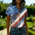 thumbnail image 3 of Iaqnaocc 250 Anniversary Usa Shirt for Women Button Down Collared Patriotic American Flag Stars Striped Freedom Short Sleeve Blouses 250 Anniversary Usa Summer Outfits Sky Blue S, 3 of 4