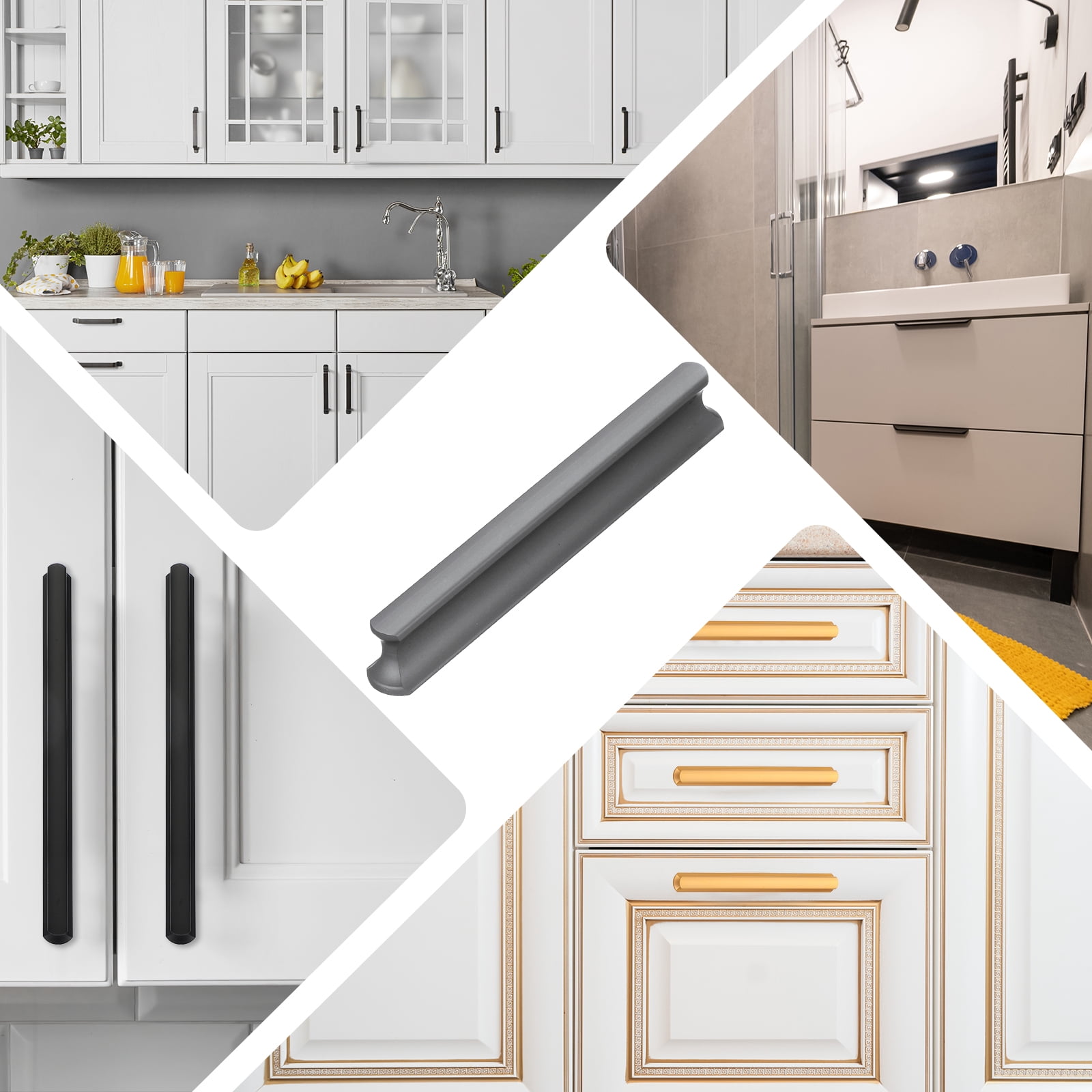 Uxcell Kitchen Cabinet Handles Hole Center Brushed Cabinet Pulls Kitchen Drawer Hardware for Cupboard Drawer Pulls Gray 3.78 Inch (96mm)