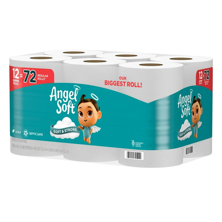 Angel Soft Super Mega Toilet Paper Rolls, 24 Pack, Soft and Strong