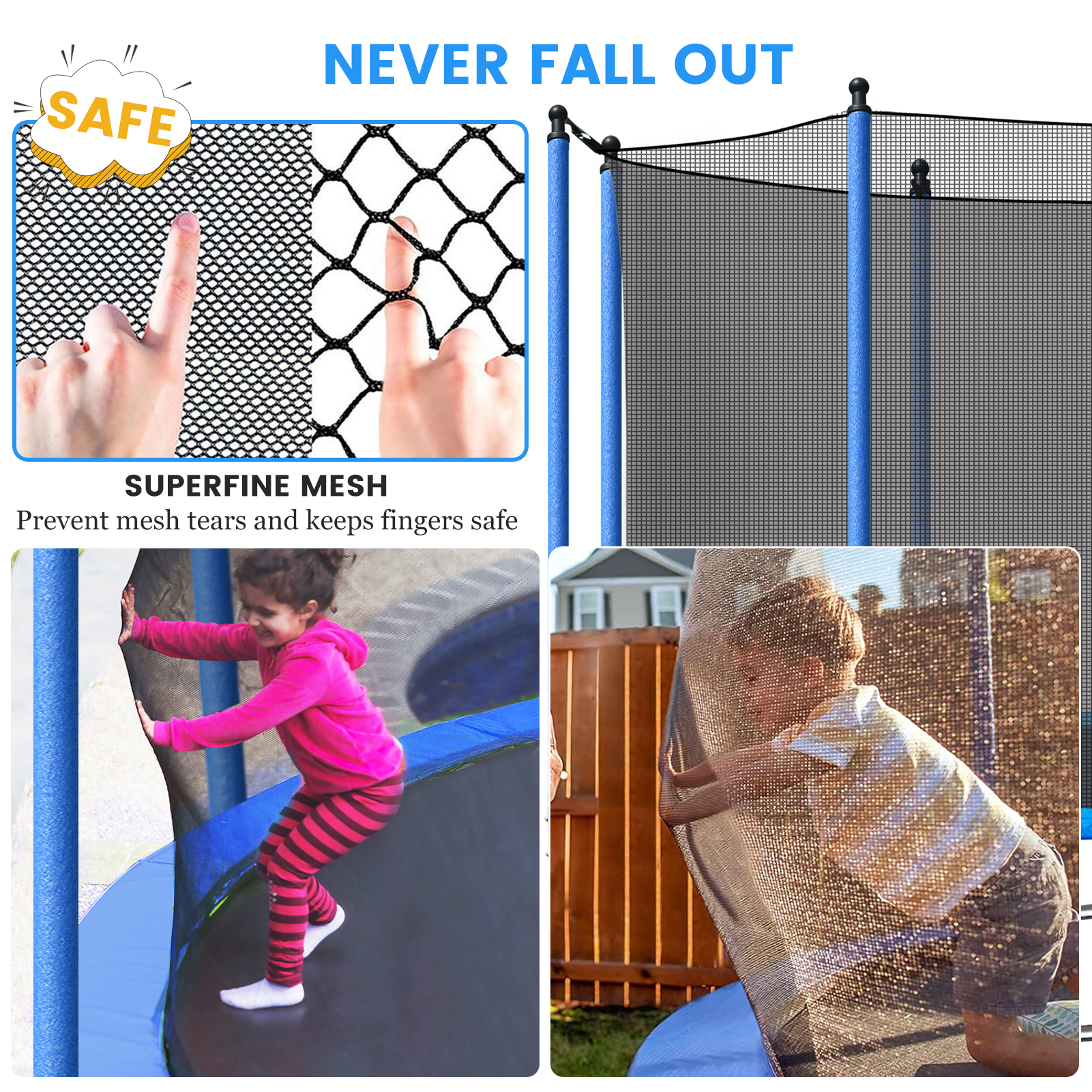 SEGMART 10ft Trampoline for Kids with Basketball Hoop and Enclosure Net/Ladder,Blue - image 2 of 7
