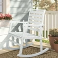 thumbnail image 5 of Carey Modern Slat-Back 300-Lbs Support Acacia Wood Patio Outdoor Rocking Chair, White, 5 of 8