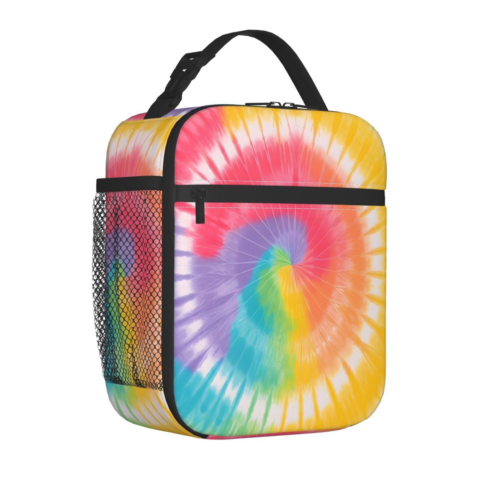 Lunch Bag For Women Men Insulated Portable Lunch Box Bento Box Office Picnic Travel Cooler Bag Tie-Dye Pattern Rainbow Colors (2)