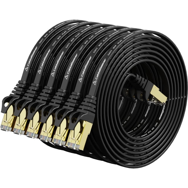 Cable Ethernet CableGeeker Cat 7 blindado de 1,5 m, paquete de 6 unidades, negro