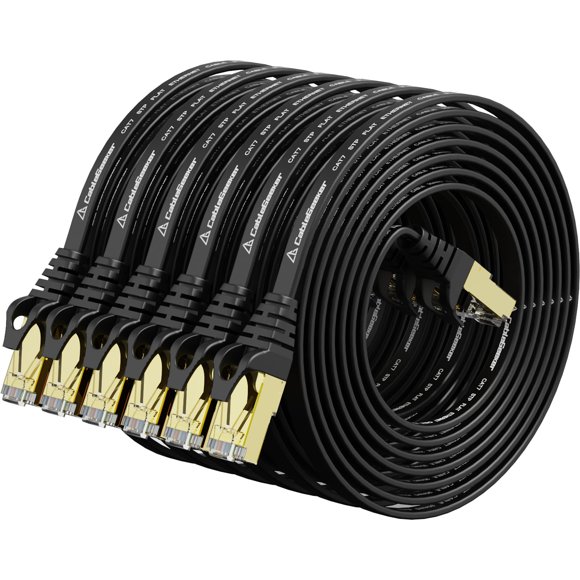 Cable Ethernet CableGeeker Cat 7 blindado de 1,5 m, paquete de 6 unidades, negro