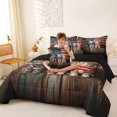 thumbnail image 3 of Manfei Rustic Kitten Twin Bedding, Patriotic US Flag Bedding Comforter Set, Brown, Black Reversible, 7-Piece, 3 of 6