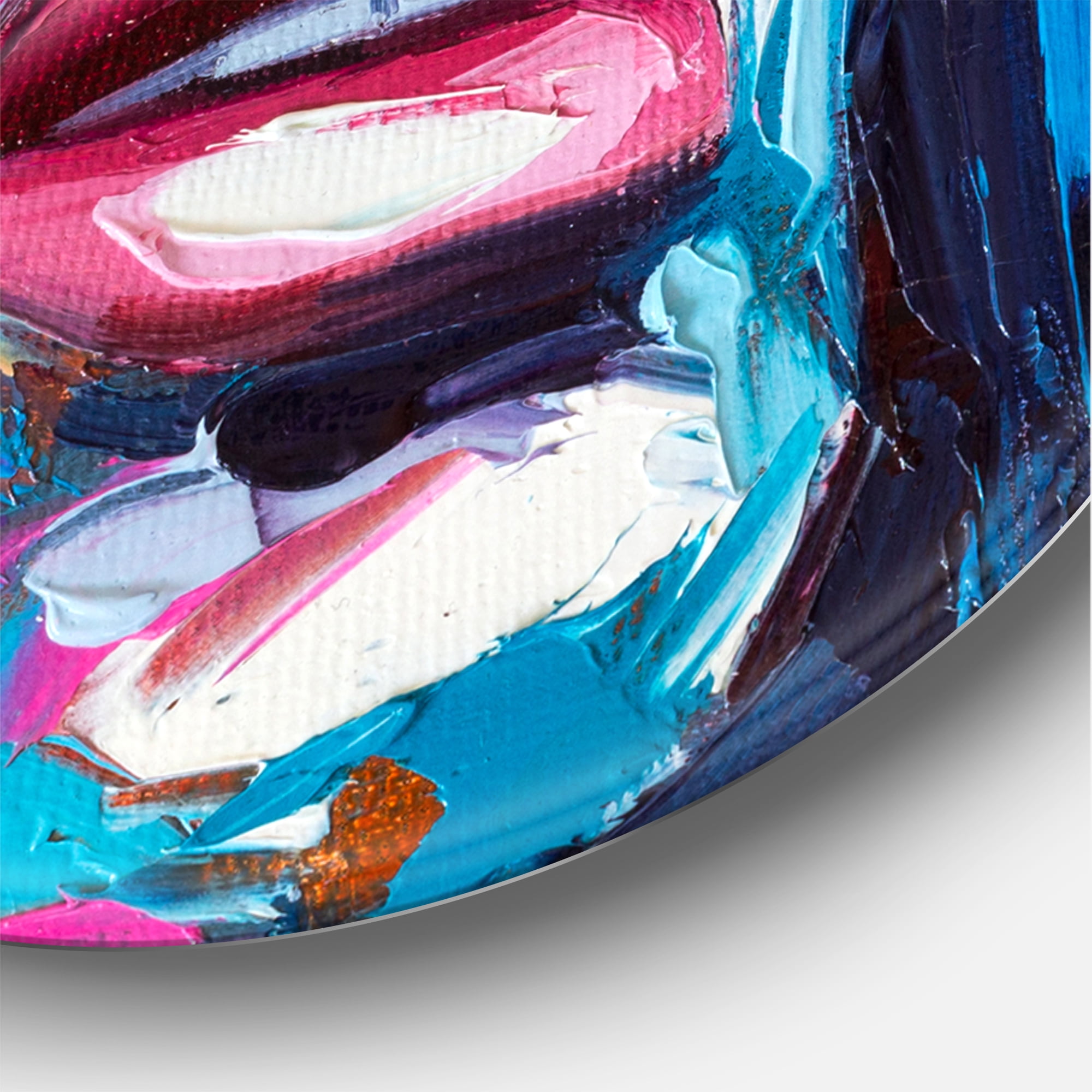 Designart 'Abstract Colorful Fantasy Portrait Of A Young Woman III' Modern Circle Metal Wall Art 29x29 - Disc of 29