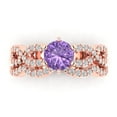 thumbnail image 2 of Clara Pucci 18K Rose Gold Round Cut 1Ct Simulated Alexandrite Engagement Ring + Matching Band - Luxury Box Included, 2 of 7