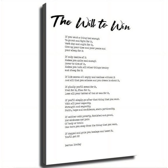 The Will To Win Berton Braley Poem Canvas Art Poster and Wall Art Picture Print Modern Family Bedroom Decor