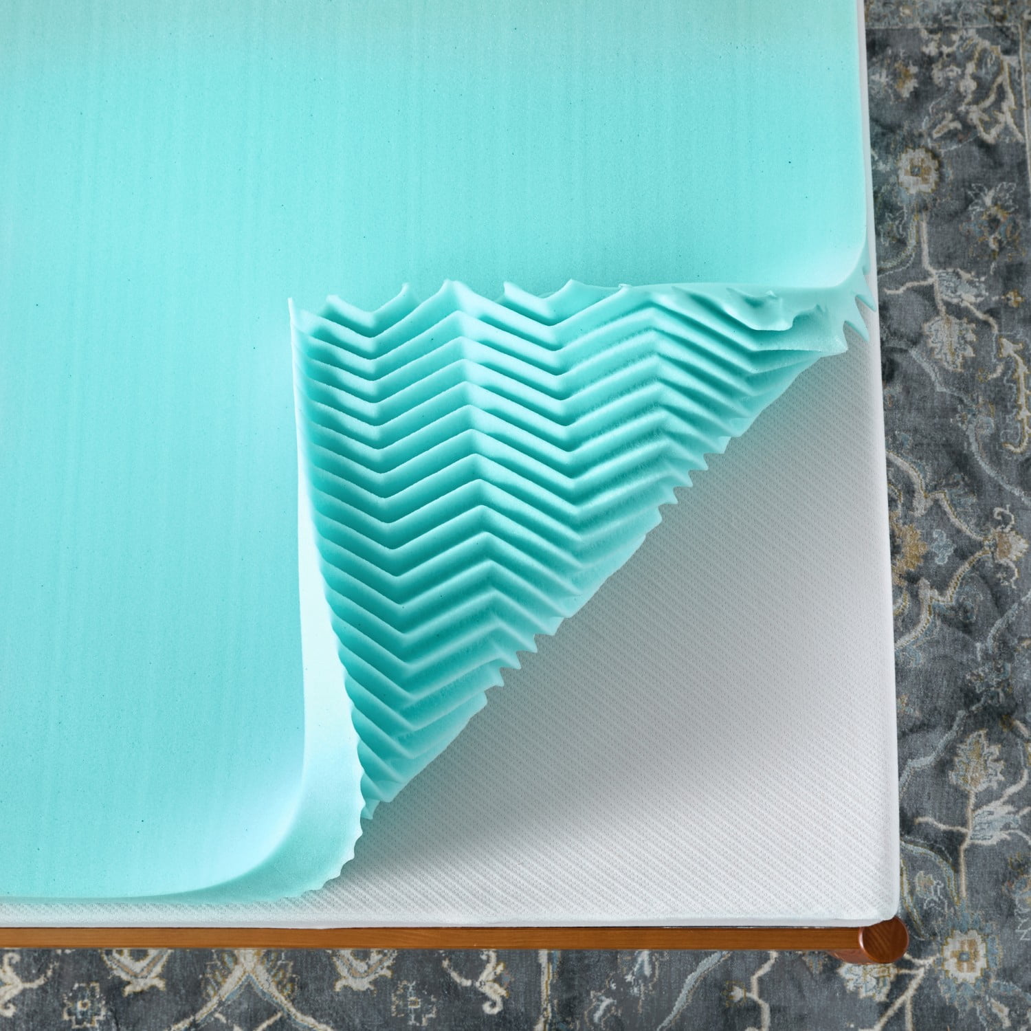 Linenspa 3" 7-Zone Cooling Gel and Green Tea Infused Memory Foam Mattress Topper, Twin