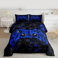 thumbnail image 2 of Castle Fairy Futuristic Cubes Gamepads Twin Comforter Sets,Black Blue Gamepads Bedding Set, 2 of 8