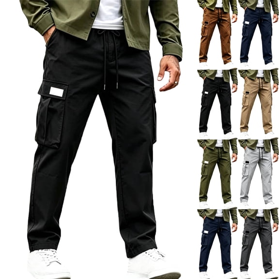 Zeliretfy Men's Pants Athletic Pants For Men Soft Material Practical Design For Athletic Activities Wide Leg Side Pockets Lightweight Straight Leg Multiple Pockets